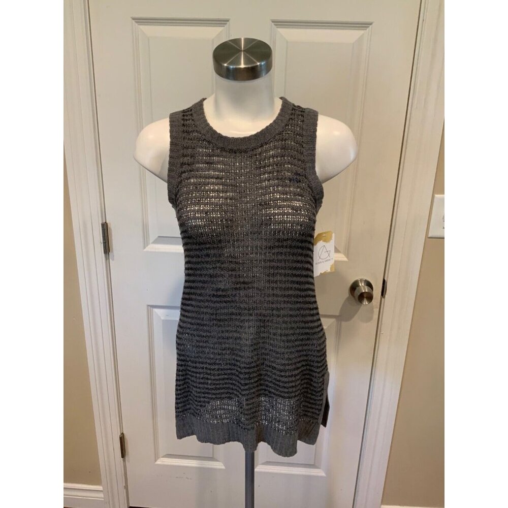 MM. LAFLEUR Gray Striped Loose Knit Tank Top, Size XS